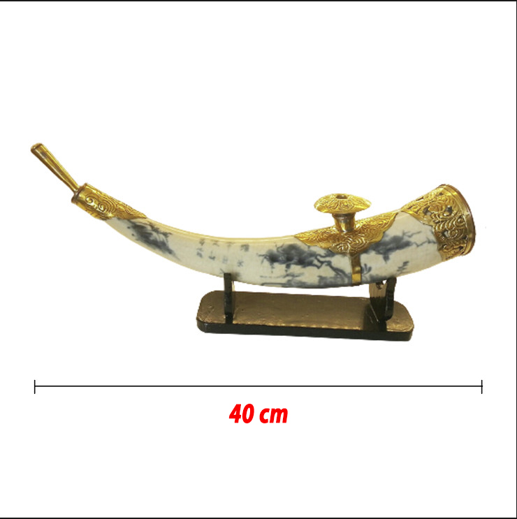 Bộ 2 Điếu Ngà Men Rạn Cổ Bọc Đồng