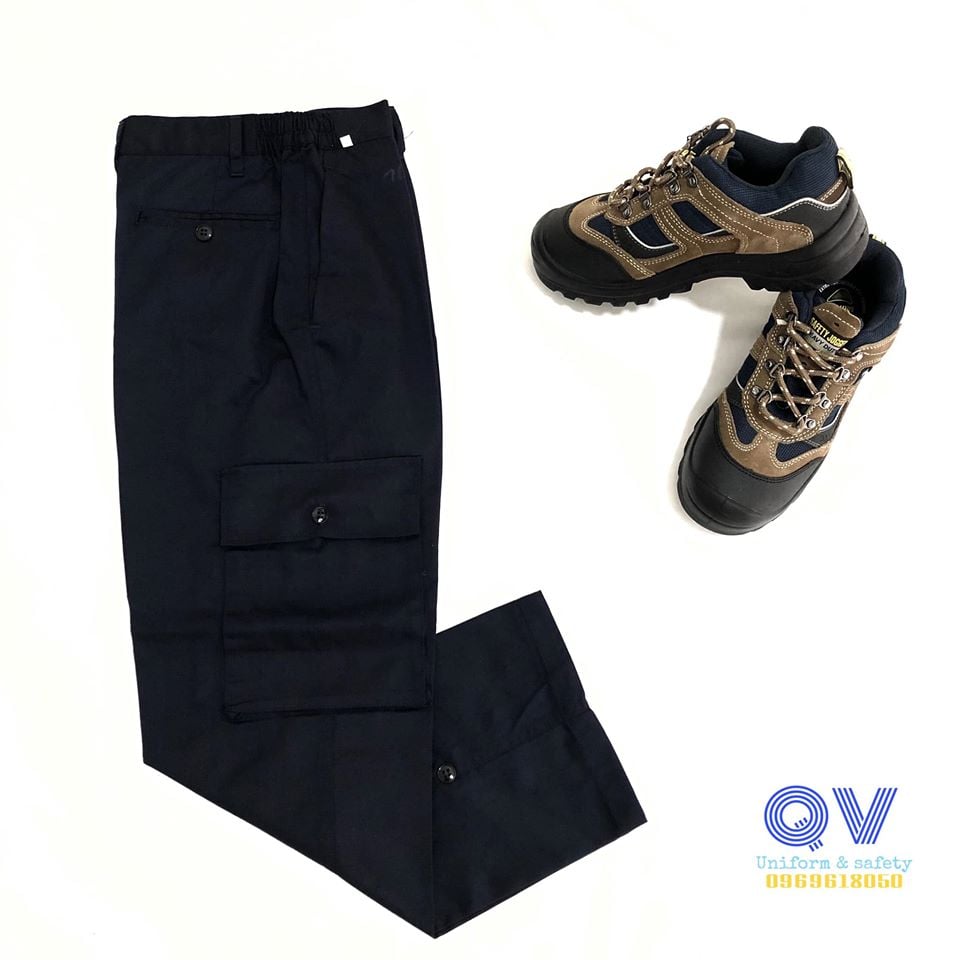 Quần áo bảo hộ lao động/ Bộ tím than phối ghi/ Vải kaki31
