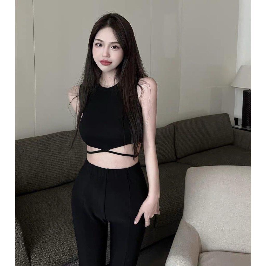 Áo croptop sát nách ôm body PINKSTORE29 dây đan eo nữ sexy YÊU KIỀU A5348