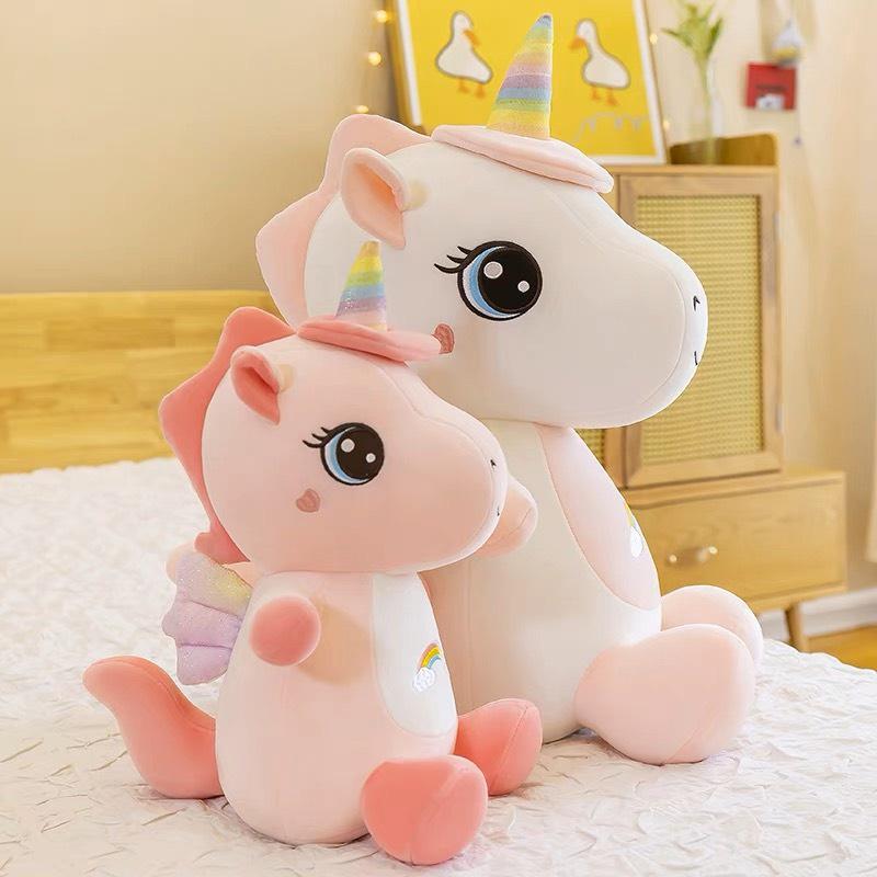 Gấu Bông - Thú Nhồi Bông Kì Lân (Unicorn) Hồng Có Cánh Mềm Mịn Kích Thước 35cm - Panda Store