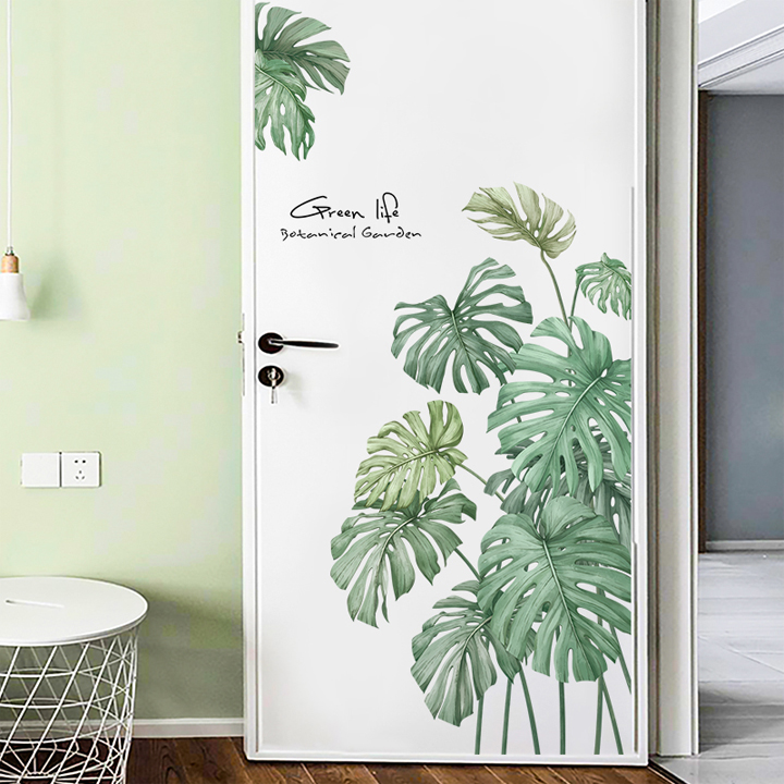 Decal trang trí chất liệu PVC loại 1 dày dặn, sắc nét, trang trí phòng khách, quán cafe- Tán lá xanh- mã sp QR9146
