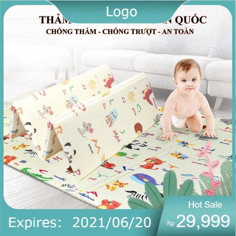 Thảm Xốp Xpe Cho Bé Gấp Gọn Cao Cấp Loại 1, Tấm Lót Trải Sàn 2 Mặt Chống Thấm Chống Trơn Hàn Quốc Phủ Silicon 1m8-2m