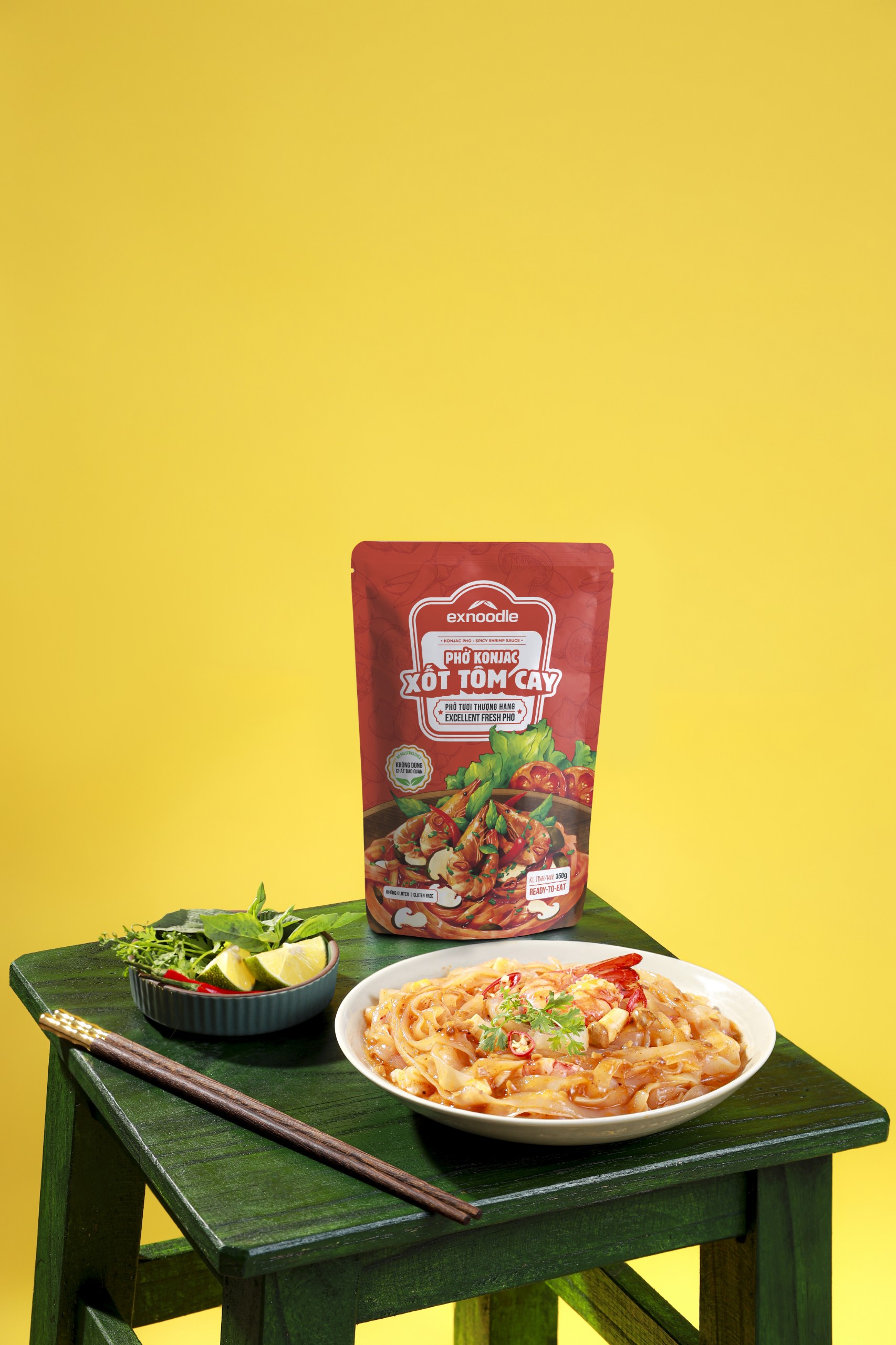 Combo 3 vị Phở konjac trộn xốt-Phở tươi thượng hạng Exnoodle, ít calorie,giàu xơ,không chất bảo quản, sd trực tiếp
