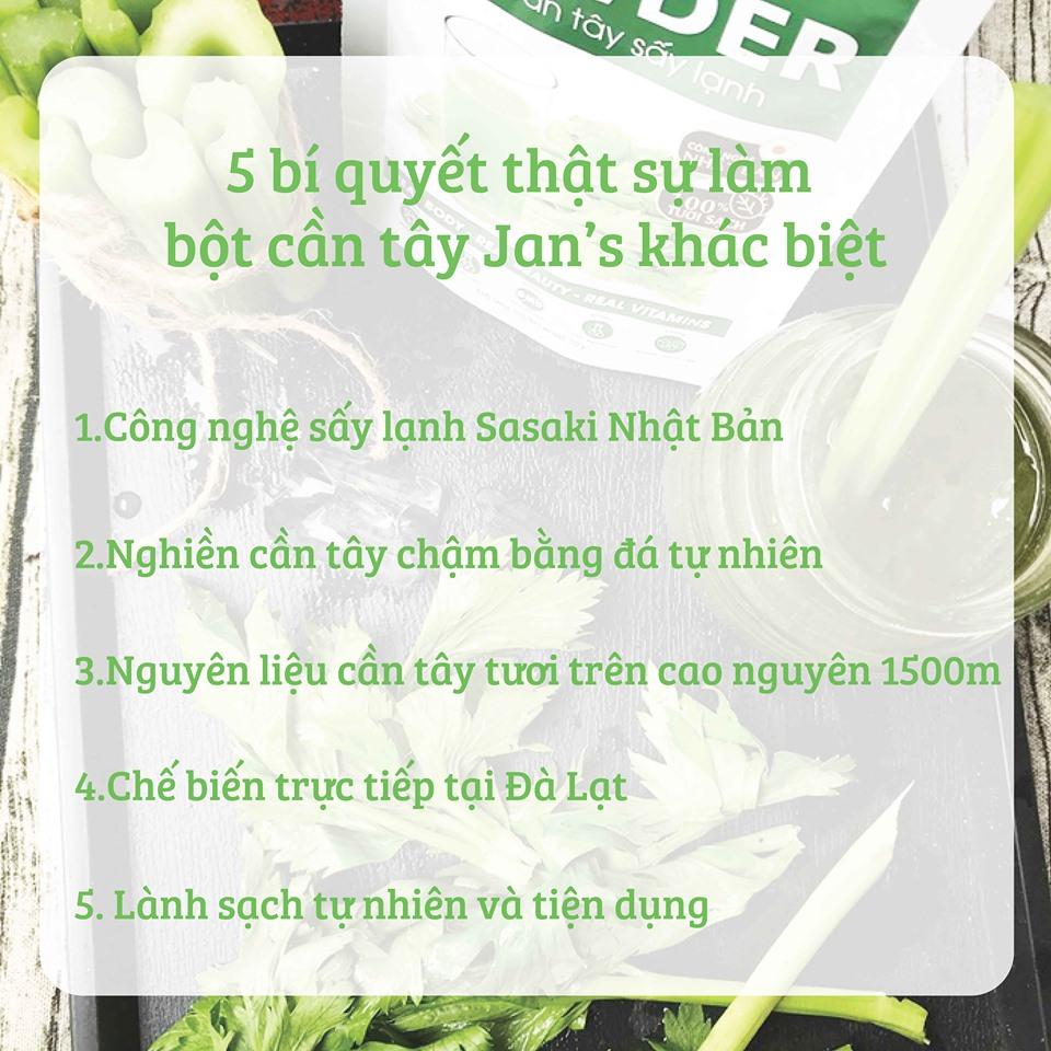 Bột Cần Tây Sấy Lạnh Jans hỗ trợ giảm cân - detox đẹp da sạch mụn -Bao bì mới túi 60g - 20 gói x 3g