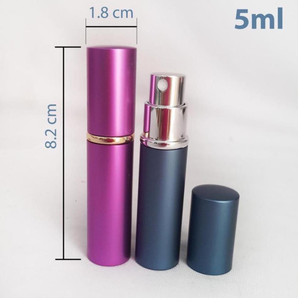 Chai Chiết Nước Hoa Vỏ Nhôm 5ml- 2 Lớp Thủy Tinh Bên Trong