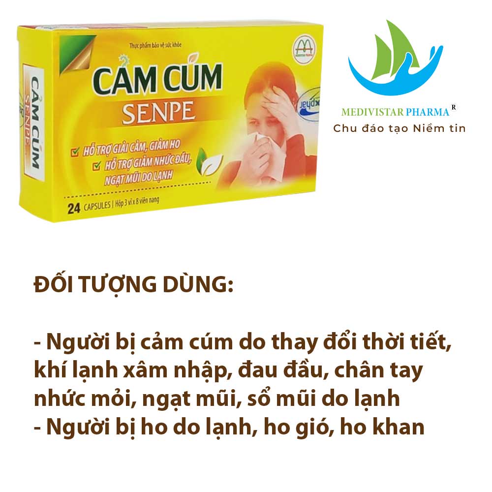 Viên uống cảm cúm SENPE Hỗ Trợ Giải Cảm, Giảm Ho, Đau Đầu, Ngạt Mũi Do Lạnh Bồi Bổ Cơ Thể, Tăng Đề Kháng 30 Viên/Hộp