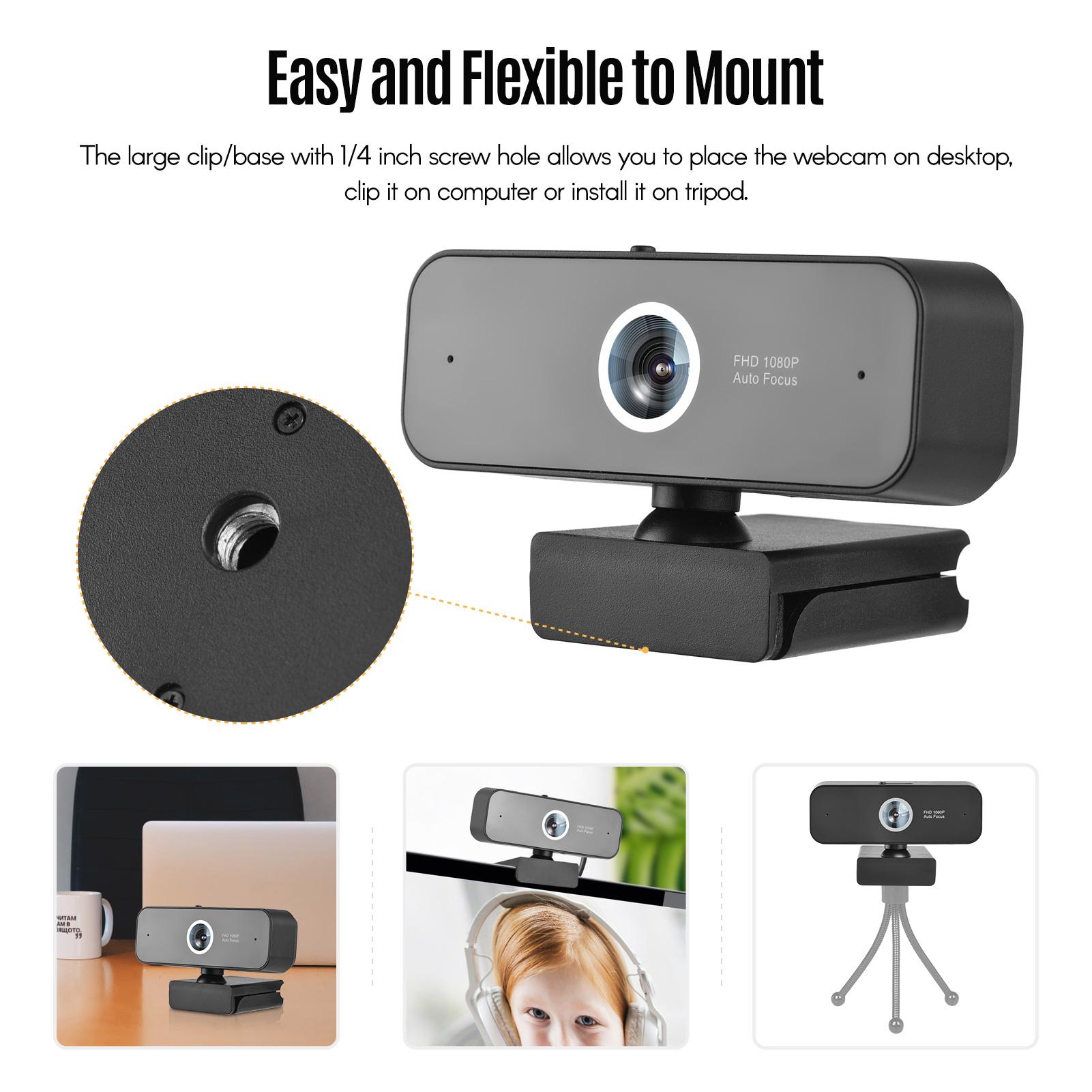 Webcam Máy tính Lấy nét tự động Micrô tích hợp kèm ống kính 1080P Full HD USB
