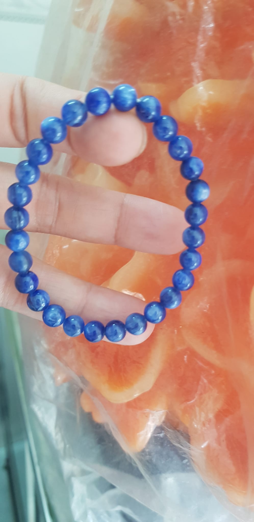 Vòng tay nữ đá  kyanite tự nhiên hay đá Sapphire nước xanh dương Đậm bóng đẹp 6mm nữ mệnh Thủy mệnh Mộc đeo ạ