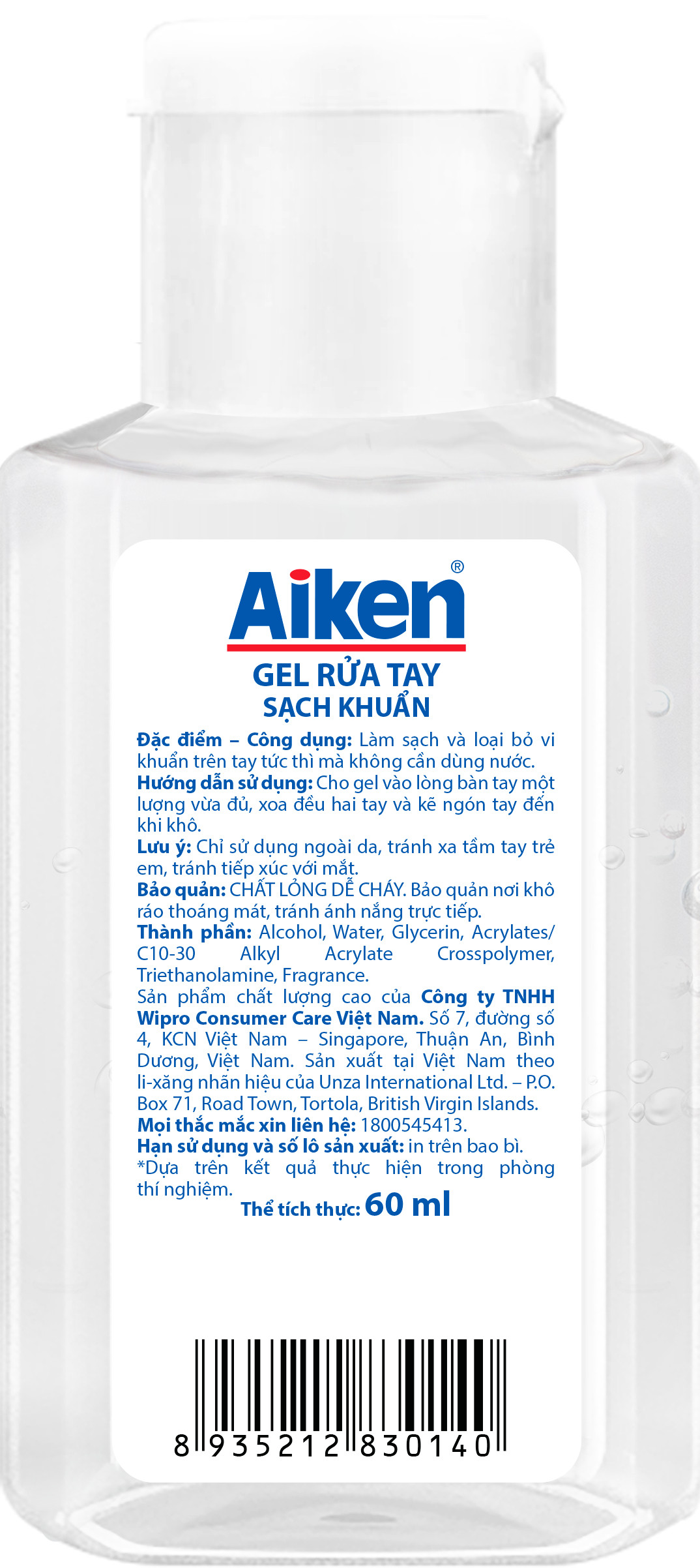 Combo 2 Gel rửa tay Sạch khuẩn Aiken 60ml/chai