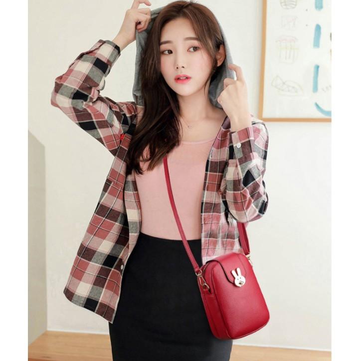 Túi đeo chéo nữ phiên bản mới Hàn Quốc nắp gập hình thỏ nhiều ngăn hàng chuẩn Quảng Châu