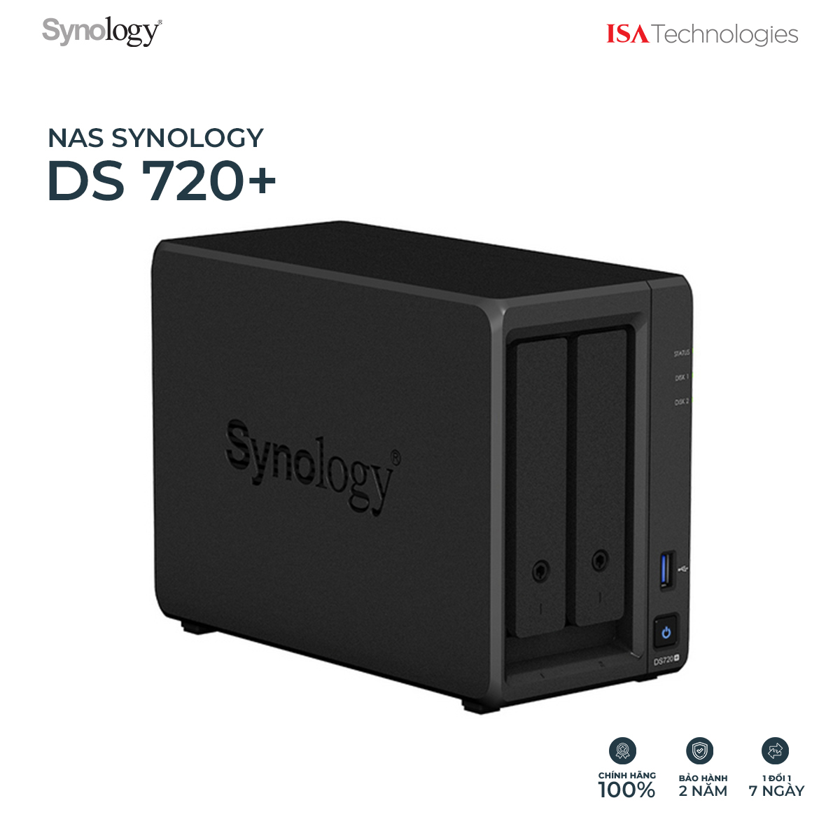 Thiết Bị Lưu Trữ Synology DiskStation DS720+ Hàng Chính Hãng