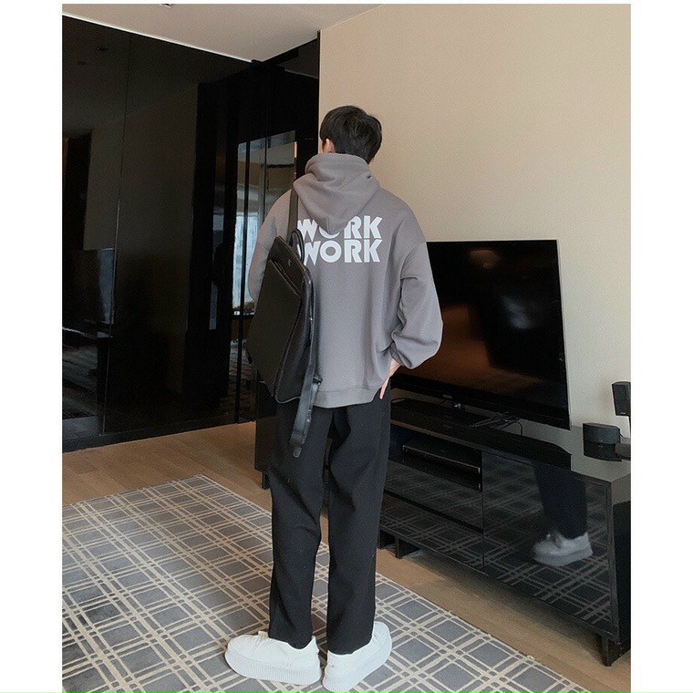 Áo Khoác Hoodie Unisex Zip Nỉ Bông WORK màu XÁM TRẮNG Nam nữ unisex/Áo hoodie dây kéo nam form rộng, áo khoác nam, ÁO KHOÁC NỈ NAM NỮ FORM SIÊU RỘNG PHONG CÁCH HOT