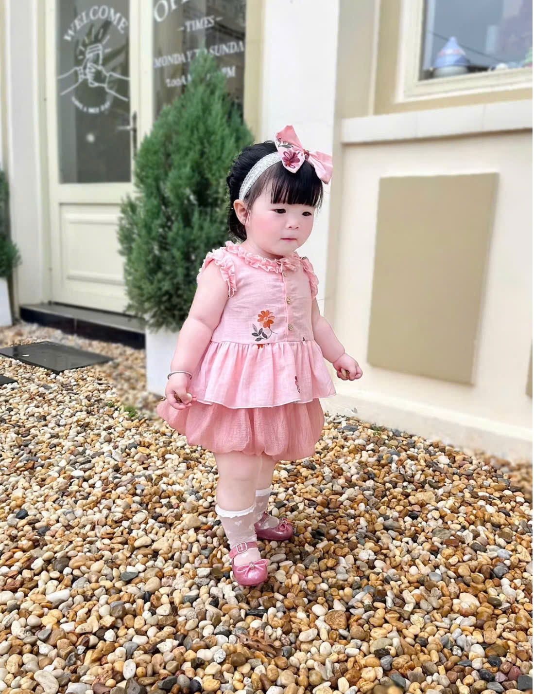 Set Bộ Áo Sát Nách Viền Bèo Thêu Hoa Quần Đùi Bí Cho Bé Gái Sơ Sinh 1 2 Tuổi Từ 3-11kg Dành Cho Bé Gái