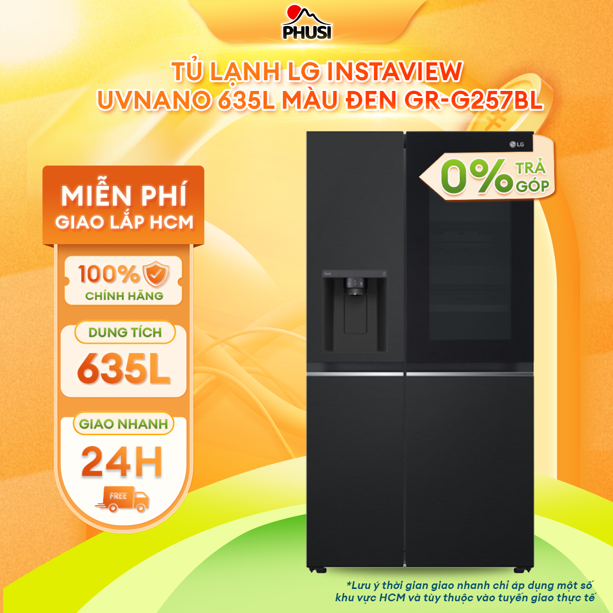 Tủ lạnh LG Inverter 635 lít Side By Side InstaView GR-G257BL - Hàng chính hãng - Chỉ giao HCM