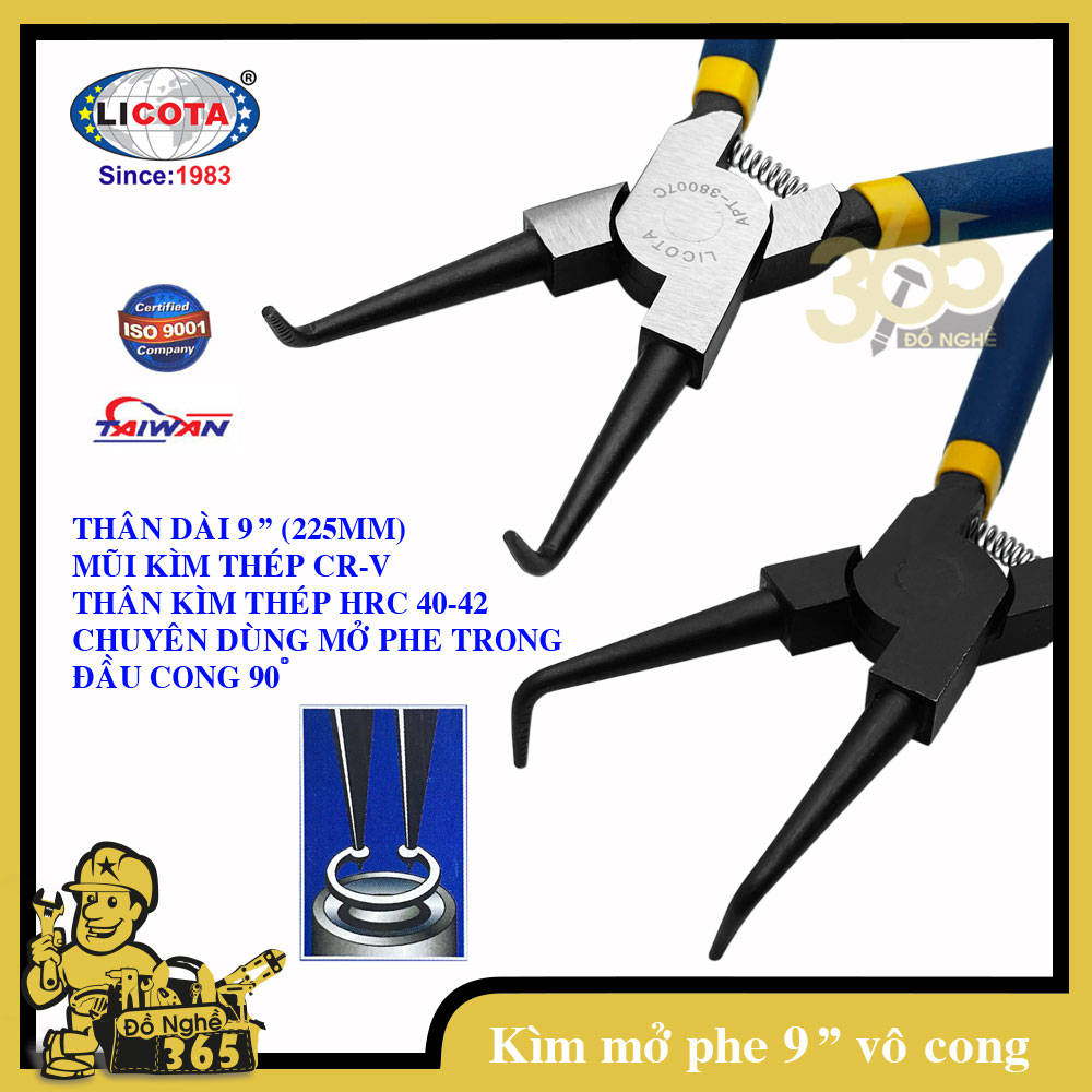 Kìm mở phe trong 9&quot;( 225mm) mũi cong LICOTA