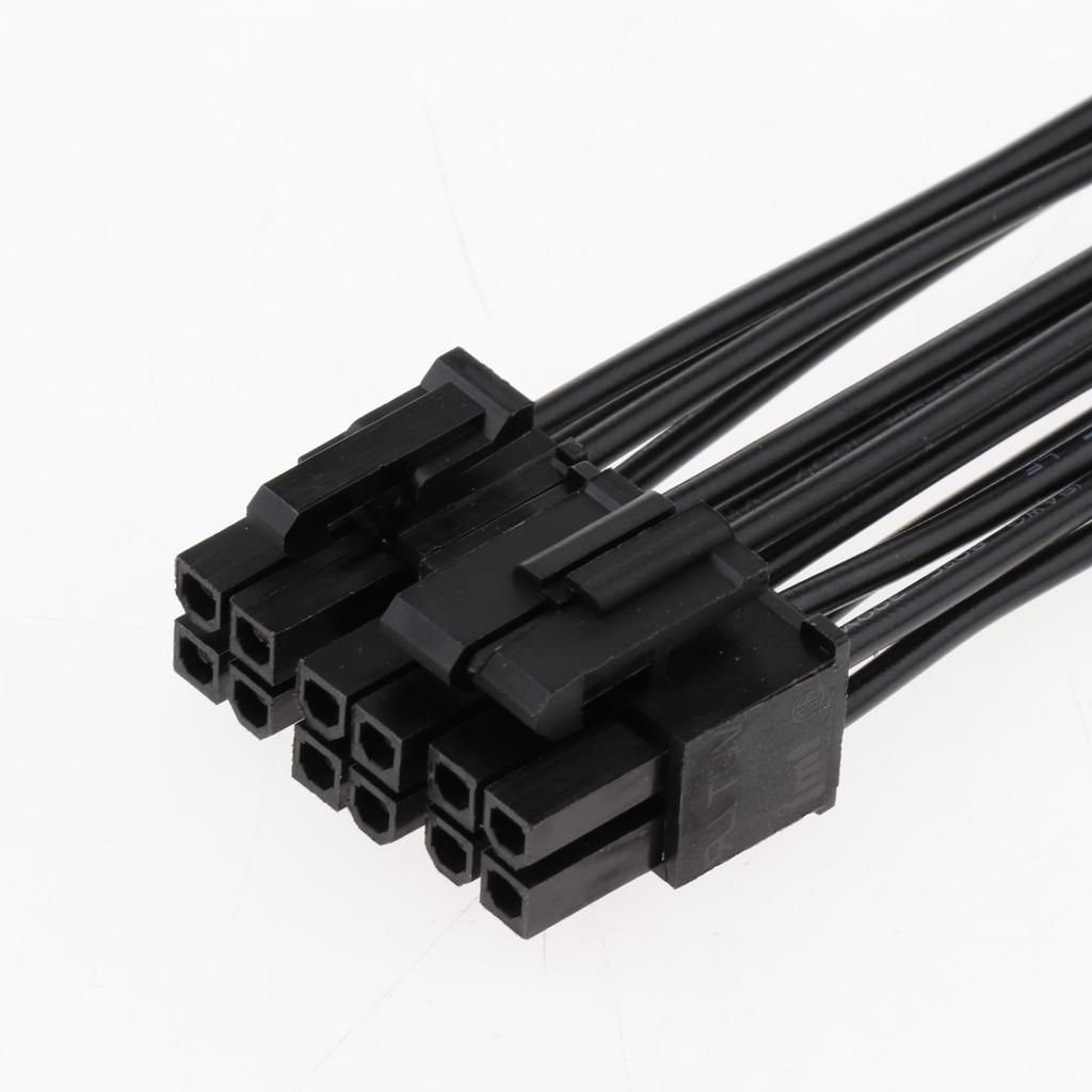 2pcs 20cm 8Pin to 8Pin+4Pin CPU PSU Power Supply Converter Cable Cord Black