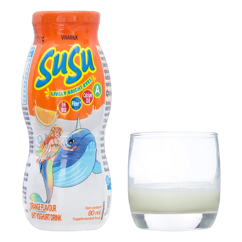 Thùng 48 Chai x 80ml Sữa Chua Uống Vinamilk Susu Hương Cam