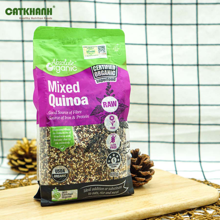 Hạt diêm mạch hữu cơ Absolute Organic Quinoa Mixed 3 loại diêm mạch - Nhập khẩu Australia