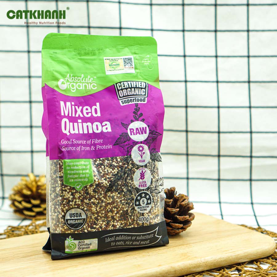 Hạt diêm mạch hữu cơ Absolute Organic Quinoa Mixed 3 loại diêm mạch (400 Grams) - Nhập khẩu Australia