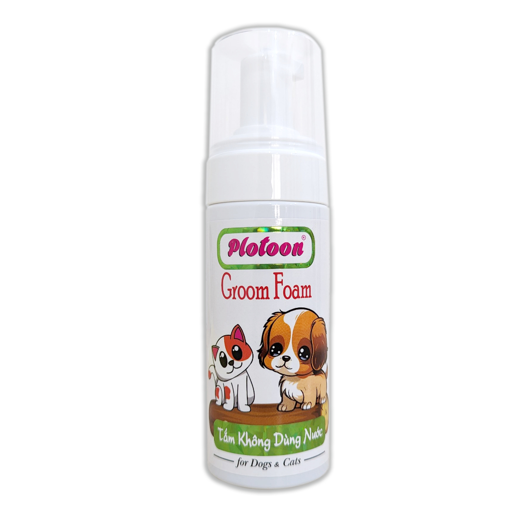 Sữa tắm khô dạng bọt Groom Foam Plotoon cho chó mèo (chai 140ml)