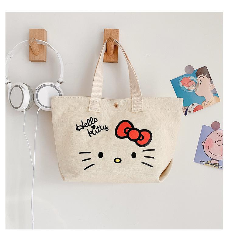 Sanrio Hello Kitty Vải Trẻ Em Túi Xách Nữ Đeo Vai Túi Đựng Mỹ Phẩm Mẹ Túi Kid Túi Đựng Hộp Cơm Trưa