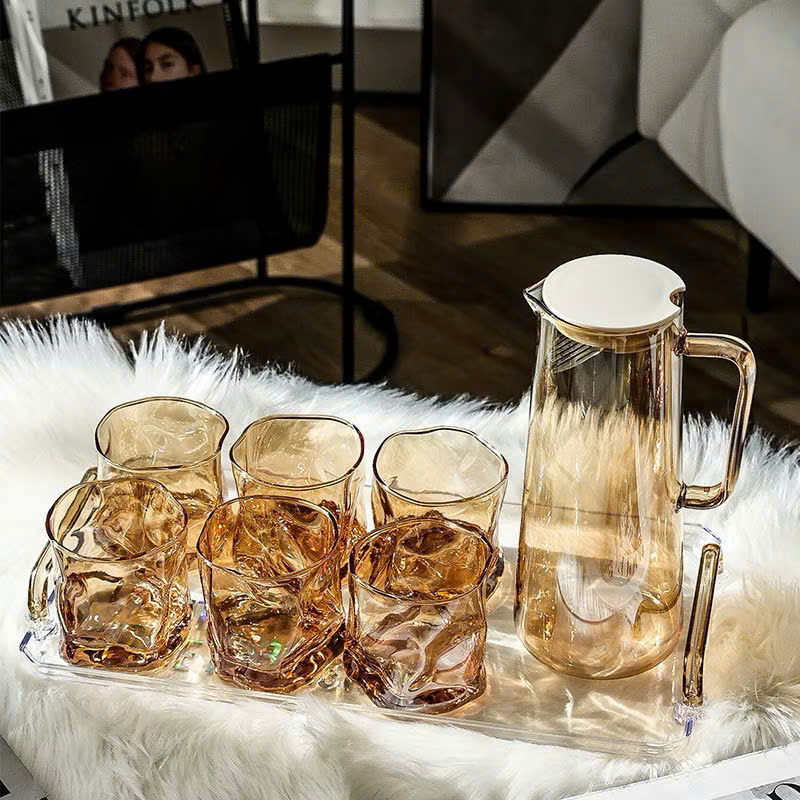 Bộ Cốc Bình Nước Thuỷ Tinh Cao Cấp Chịu Nhiệt Để Bàn Sang Trọng Cho Phòng Khách 1800ML - HÀNG CHÍNH HÃNG MINIIN