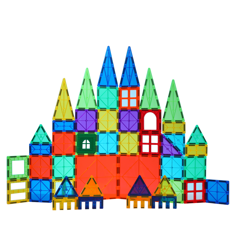 Bộ xếp hình nam châm cho bé 100 chi tiết Magnetic Building Tiles - đồ chơi giáo dục xếp hình sáng tạo,  phát triển tư duy, trí thông minh cho bé