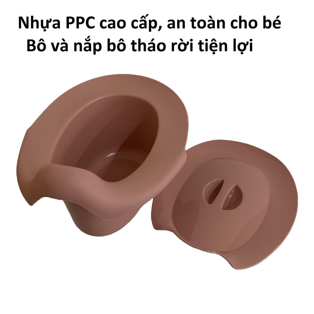 Bô Cho Bé Đi Vệ Sinh BabyJoy Bô Vệ Sinh Cho Bé Gái Bé Trai Tựa Lưng Nhựa Cao Cấp - trắng