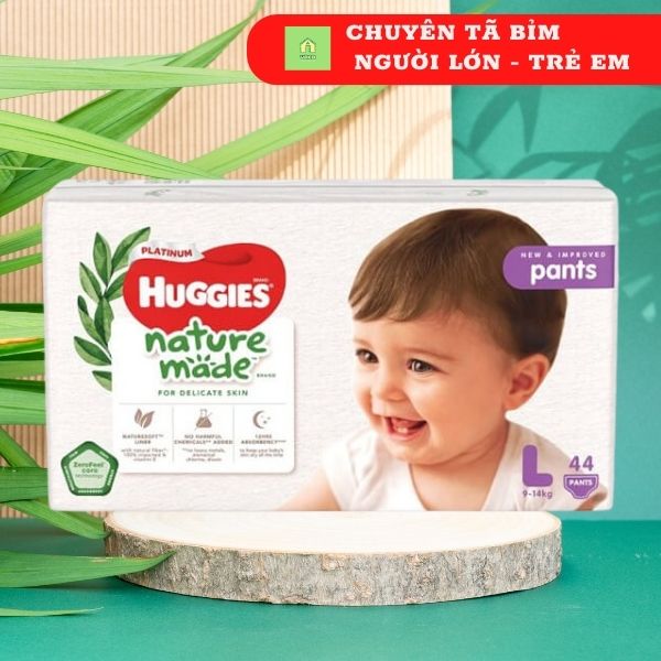 Combo 3 Tã Quần Siêu Cao Cấp Huggies Platinum Nature Made L44 (44 Miếng)