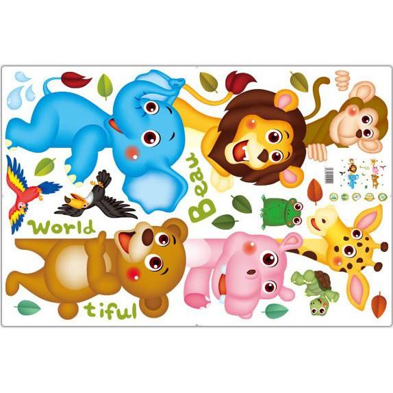 Decal trang trí vườn thú vui nhộn lấp ló