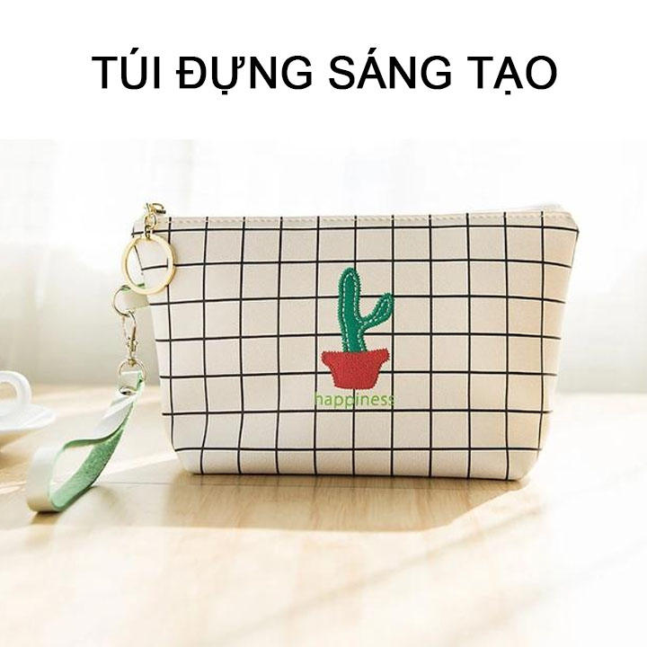 Túi đựng bút đựng điện thoại sáng tạo in hình  xương rồng