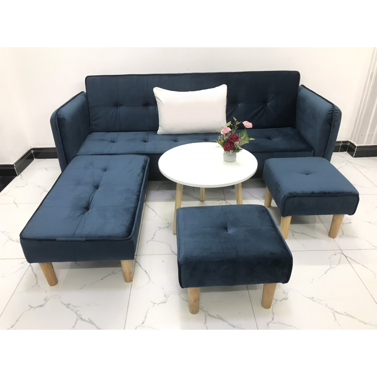 Cả bộ sofa bed L sofa giường tay vin phòng khách salon sivali03 sopha