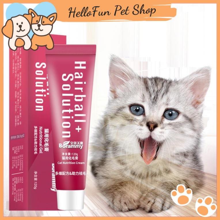 Gel dinh dưỡng cho mèo Hairball Solution giúp tiêu búi lông, dưỡng lông mềm mượt 120g