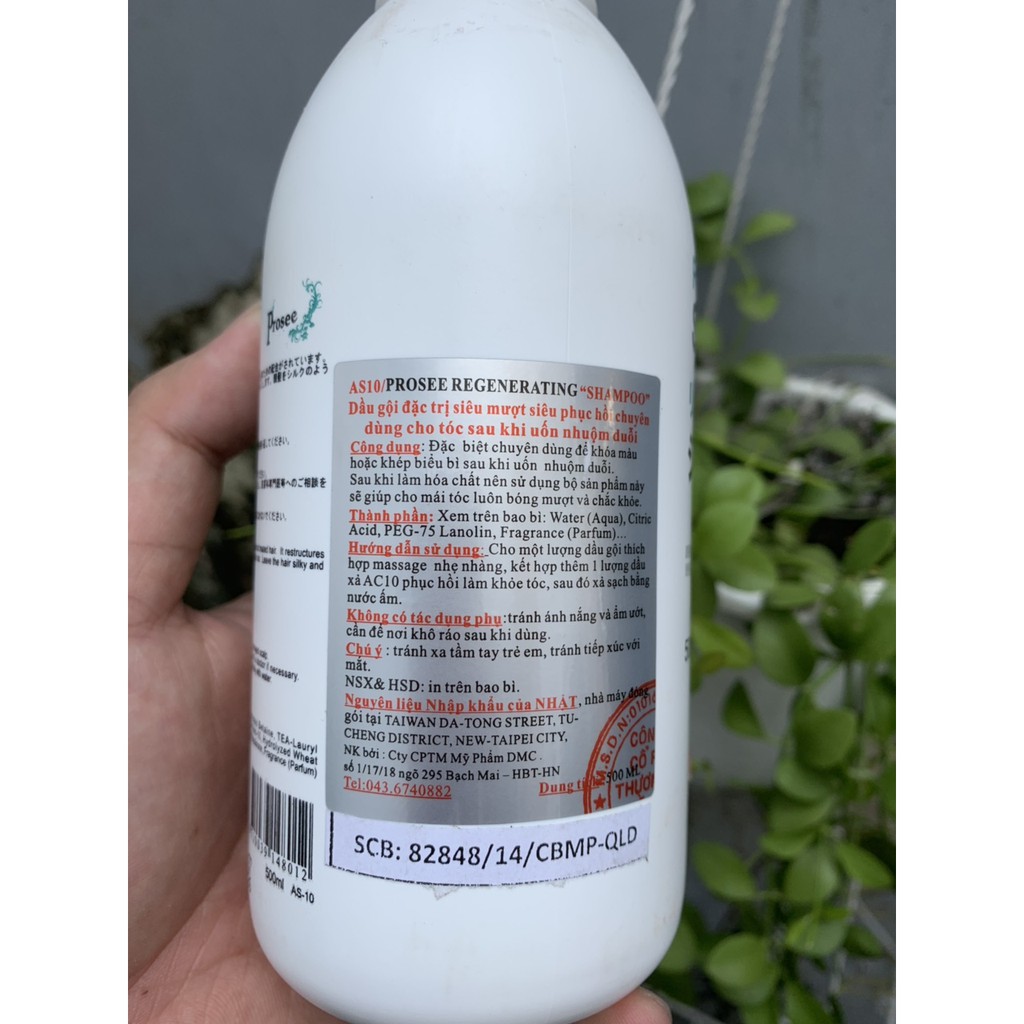 Dầu gội dành cho tóc sau hóa chất uốn nhuộm Prosee As10 Regenerating Shampoo 500ml