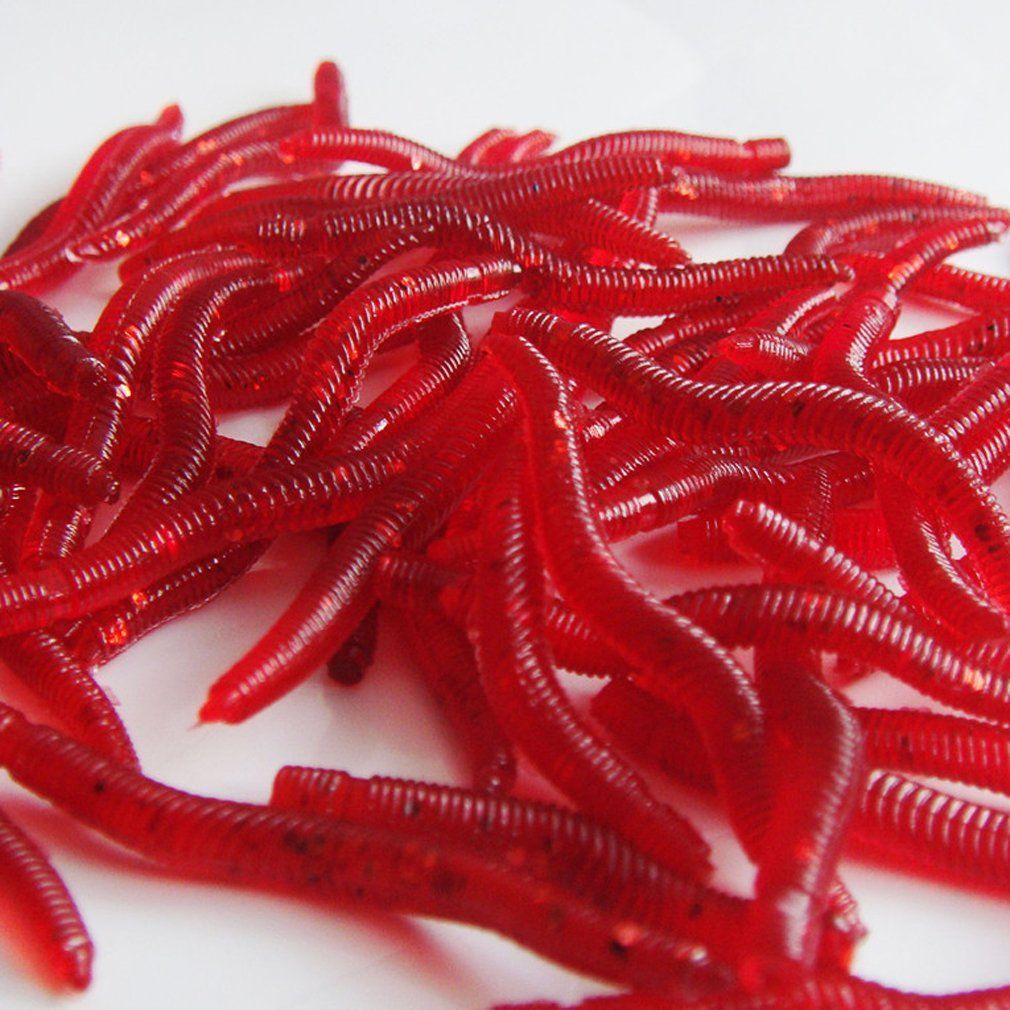 100Pcs Soft Earthworm Fishing Worm Lures Crankbaits for Freshwater and Saltwater