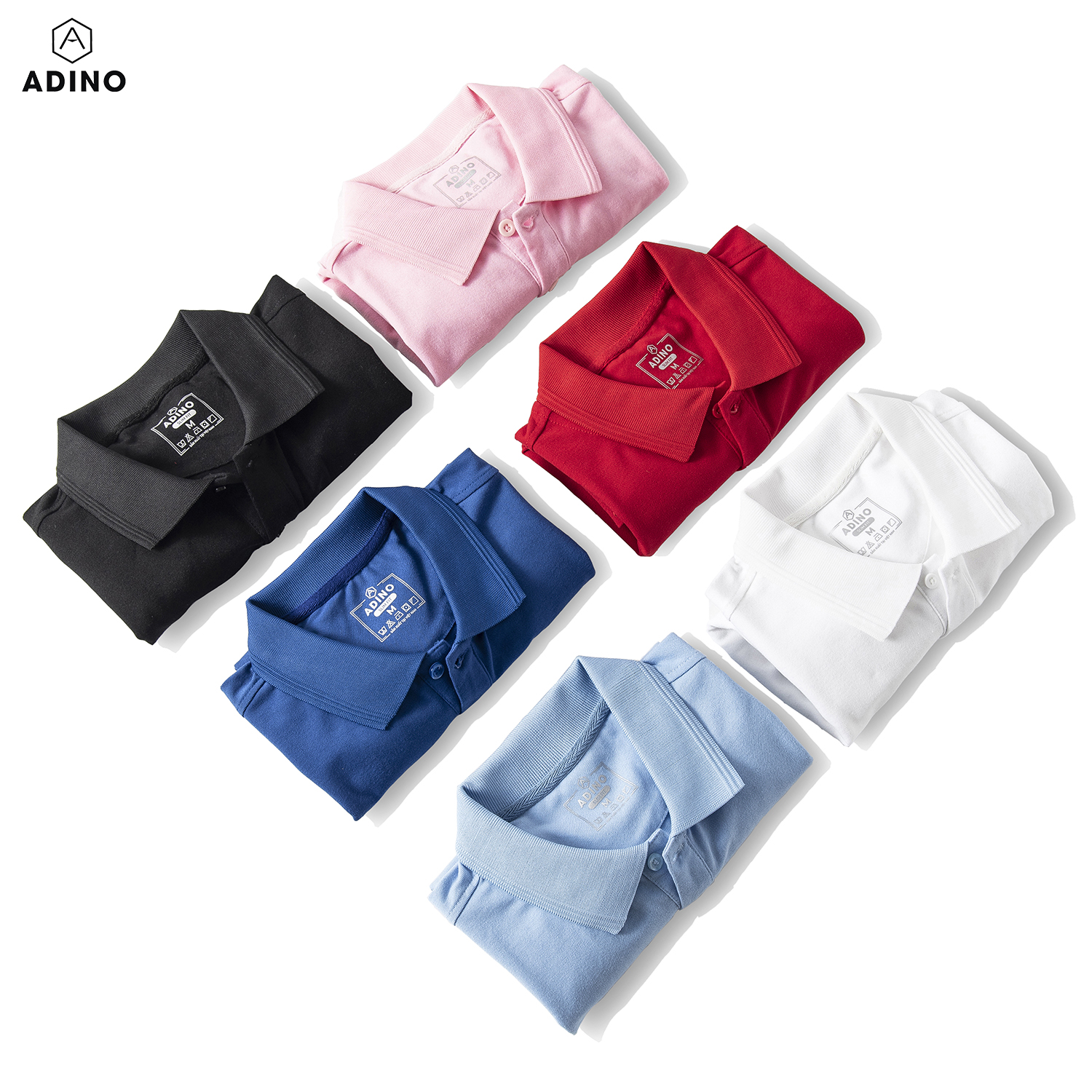 Áo polo nam màu trắng phối viền chìm ADINO vải cotton polyester mềm dáng slimfit trẻ trung năng động AP81