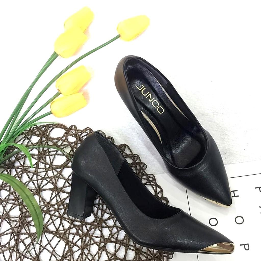 Giày cao gót đế vuông cao cấp 5-7cm, đen & Nude, giày cao gót giá rẻ, giày nữ đẹp, giày công sở