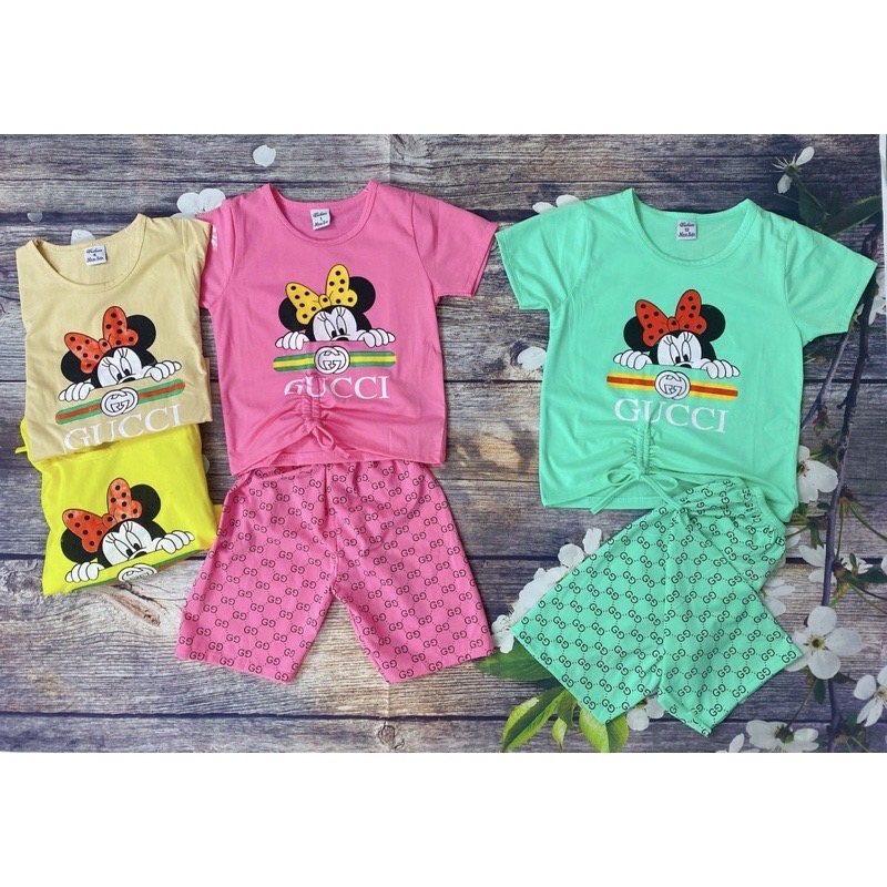 Bộ Thun Bé Gái Size 9,5-21,5Kg,10 Tháng -&gt; 5,5 Tuổi In Mickey, Áo Quần Thun Bé Gái Dễ Thương