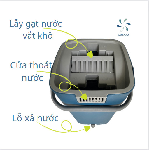 Cây lau nhà thông minh Losaka X5 VẮT NHẸ cay lau nha đẹp nhỏ gọn