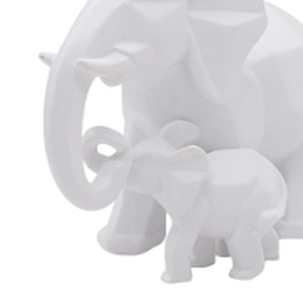 White Mother And Baby Elephant Statue/ Figurine Bedroom Home Garden Decor