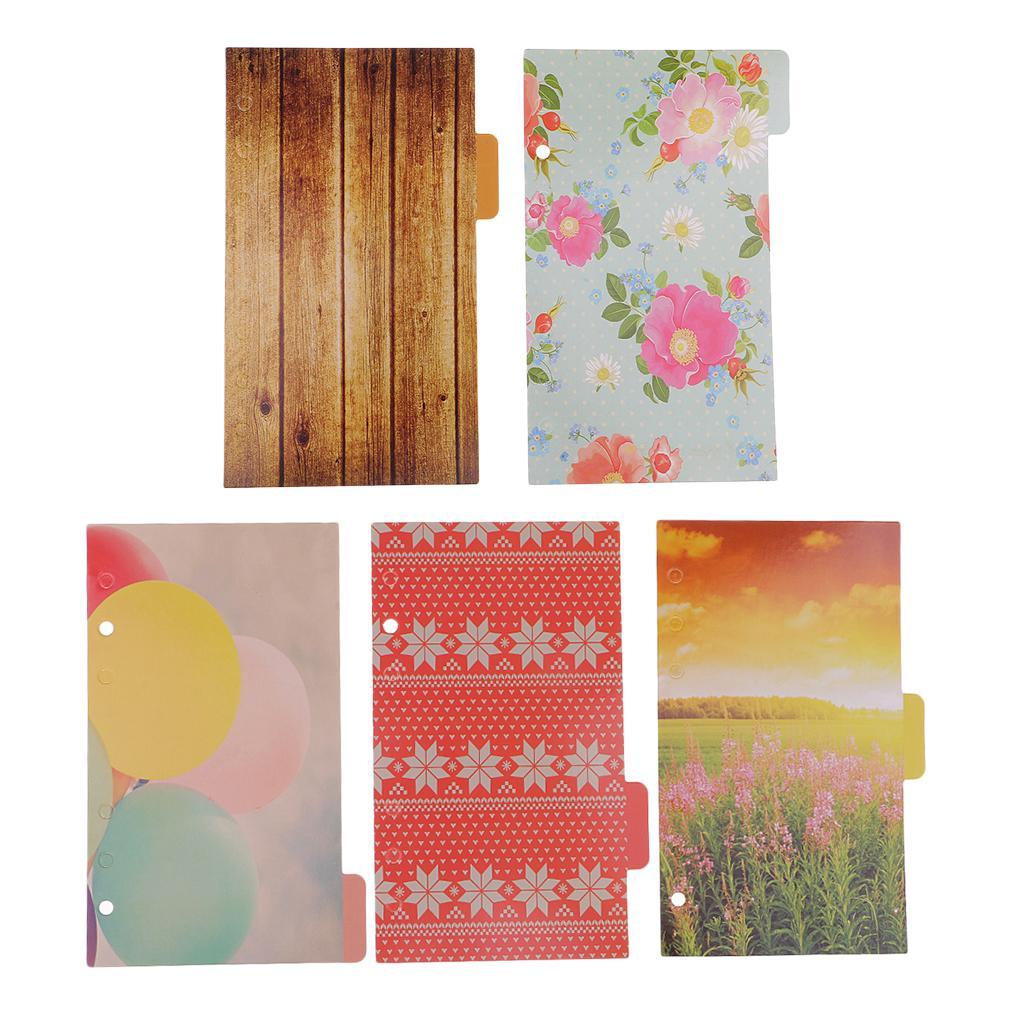 5 Pieces Colorful 6 Holes Memo Paper Indexing Dividers Sheets For Journal Note Book Diary Cardstock