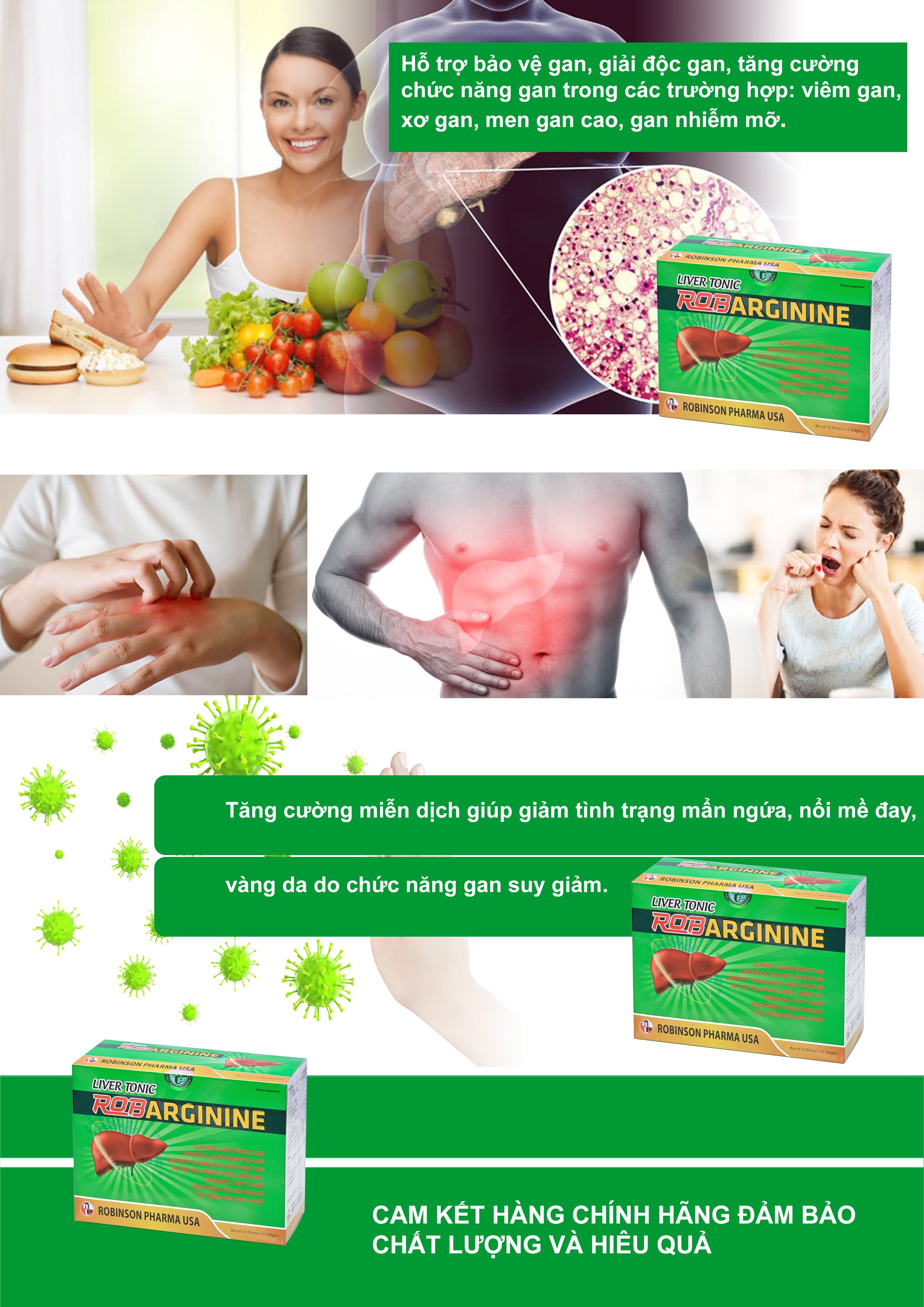 TPCN- Robinson Pharma USA- Robarginine - Viên uống bảo vệ gan, tăng cường chức năng gan