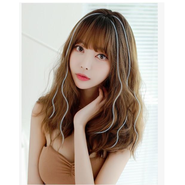 Tóc Giả Lửng Chạm Ngực Xoăn Gợn Sóng