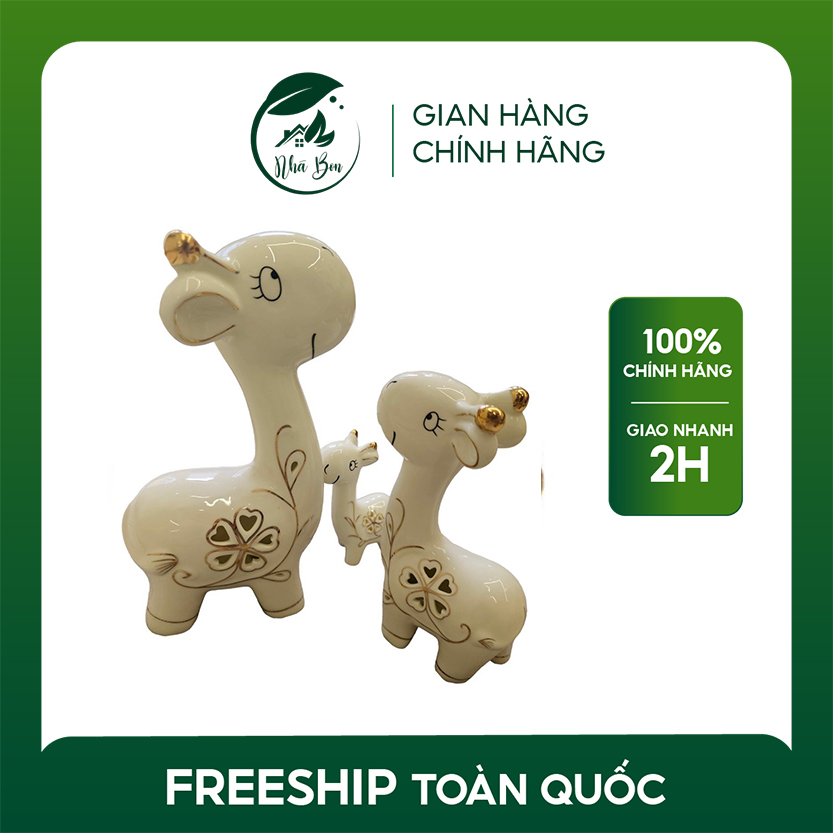 Set 3 Tượng Gốm Hình Hươu Xinh xắn