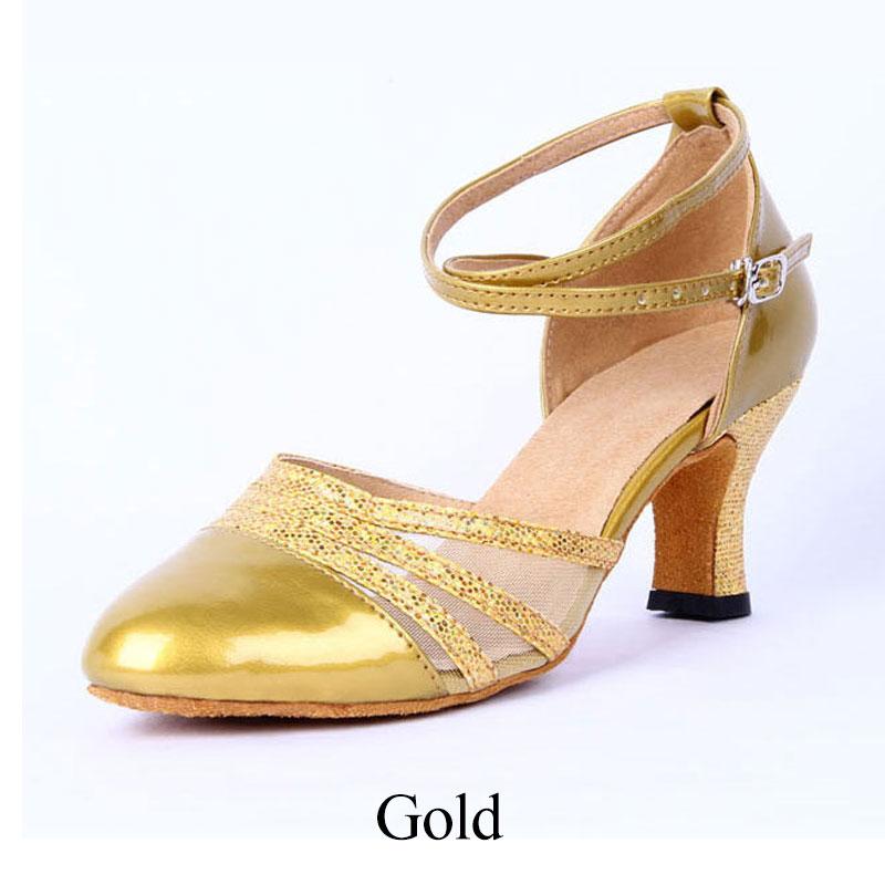 Giày khiêu vũ phụ nữ Latin Salsa Giày khiêu vũ của phụ nữ đóng cửa ngón chân 5cm thực hành duy nhất Color: Black Shoe Size: 7.5