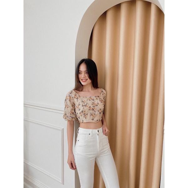 Áo croptop hoa hở lưng REVERCLOTHINGS Rosa Top