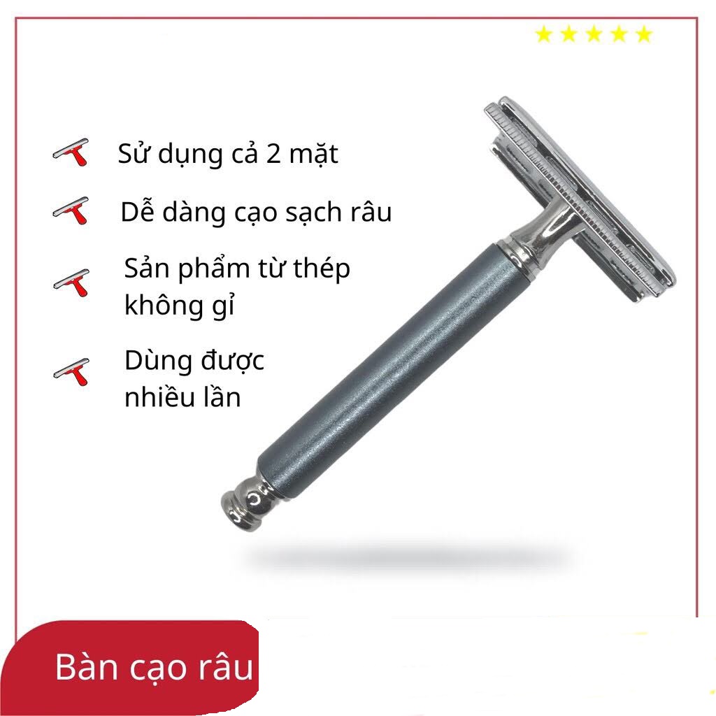 Bàn Cạo Râu INOX Truyền Thống Cán Tháo Rời Cổ Điển Độc Đáo Dễ Sử Dụng ĐẸP, SANG TRỌNG, MỊN MÀNG