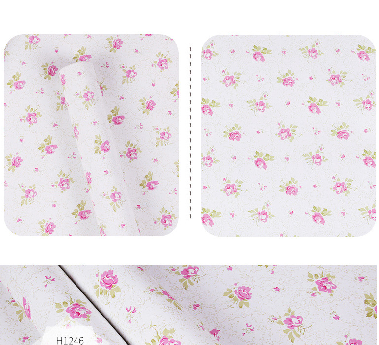 Combo 10 mét giấy dán tường, decal dán tường trang trí nhà cửa ĐÓA HỒNG NHỎ NỀN TRẮNG khổ 45cm