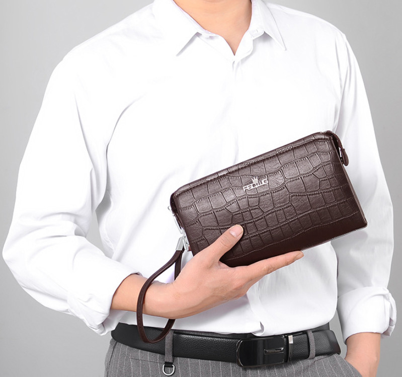 Ví Clutch Nam Da Vân Cá sấu Hoa Văn Khóa Mật Khẩu.Ví Cầm Tay Da Nam. Bóp Da Cầm Tay Nam FSD Cao Cấp.