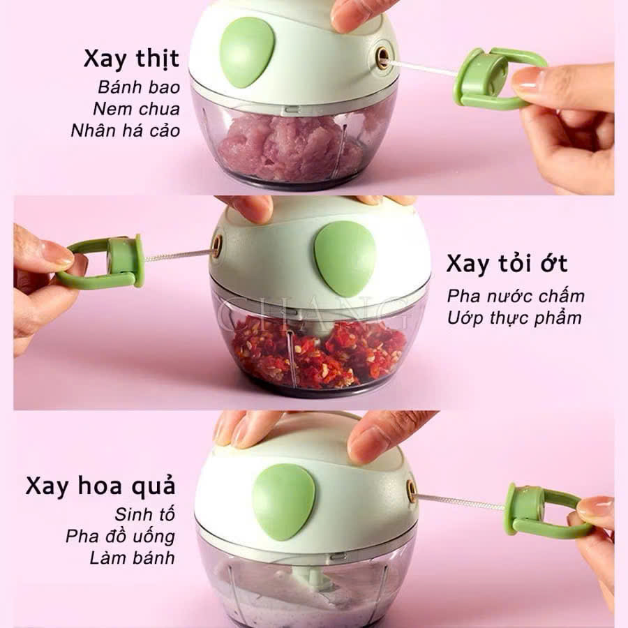 Máy Xay Tỏi Ớt Cầm Tay Mini Hình Mặt Lợn Kute – Xay Gia Vị Tiện Lợi Với 2 và 3 Lưỡi Dao - HÀNG CHÍNH HÃNG MINIIN
